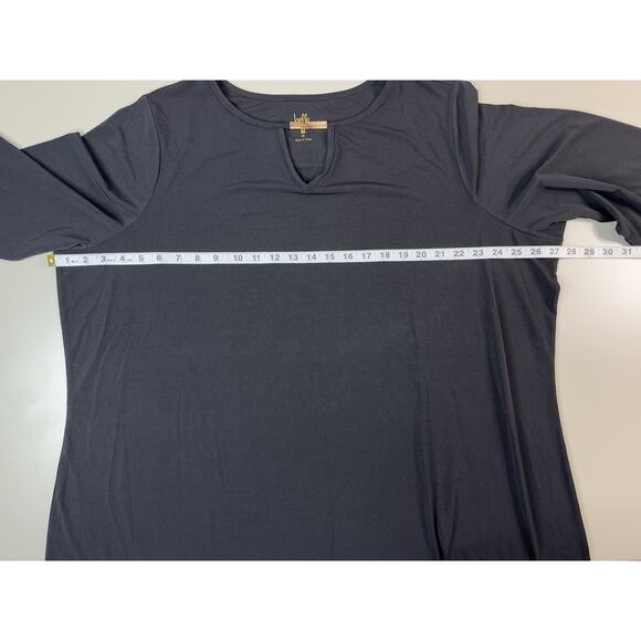 Belle by Kim Gravel Womens Hi-Low Tunic 2X Black Keyhole Trim Classic Statement - Picture 7 of 14